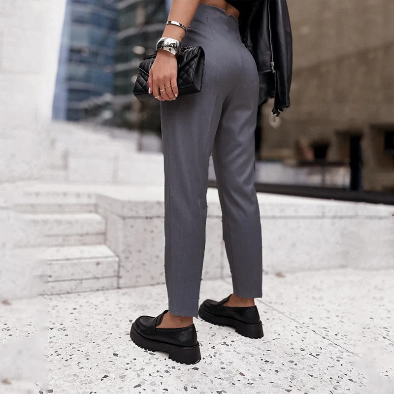 Fashionable temperament shirt high waist straight pants two piece suit 27