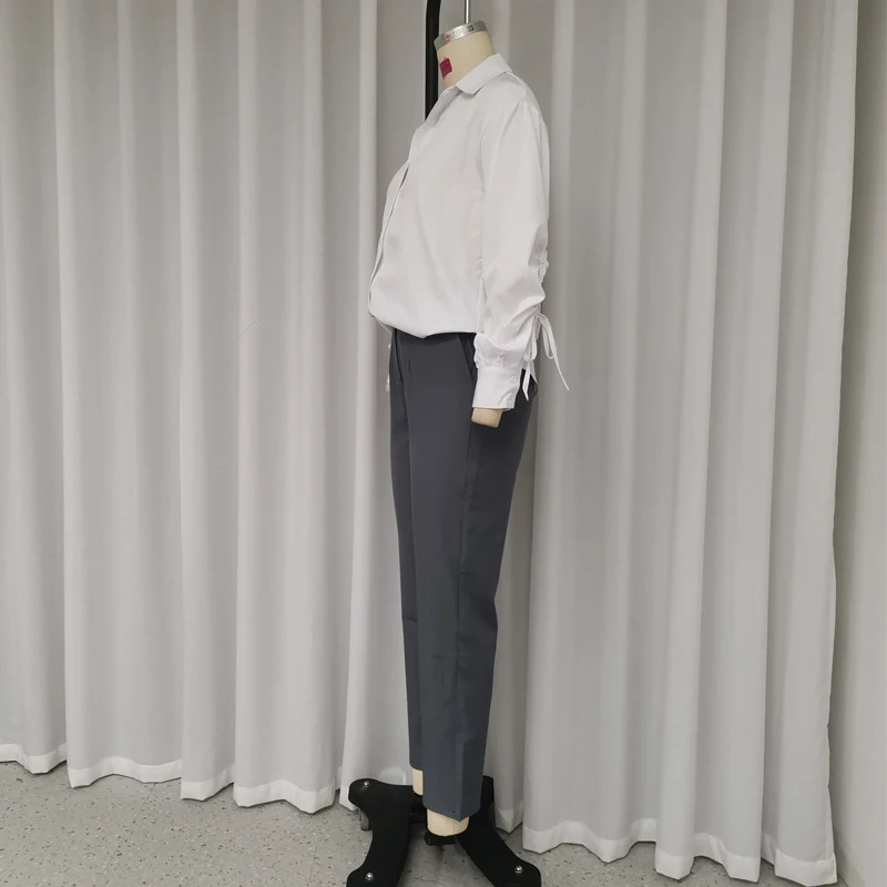 Fashionable temperament shirt high waist straight pants two piece suit 27