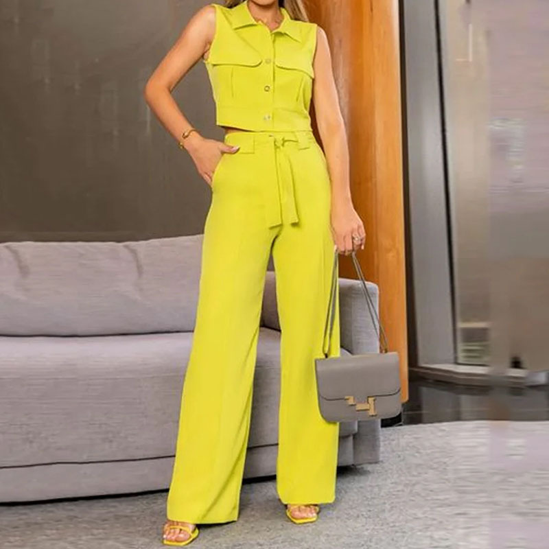 Temperament workwear vest lace-up wide-leg pants suit 32 01