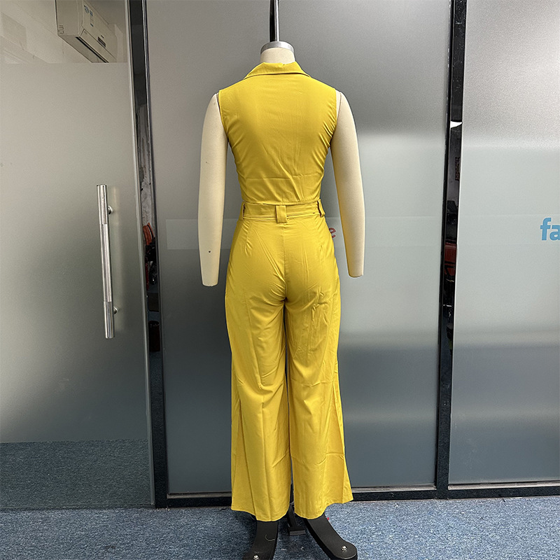 Temperament workwear vest lace-up wide-leg pants suit 32
