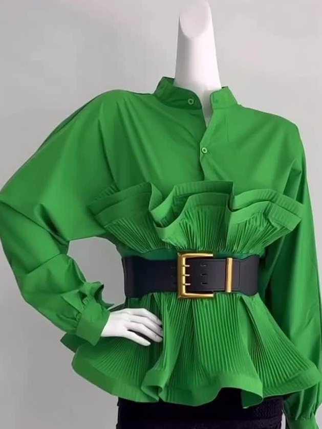 Women's round neck petal design casual sweet long sleeve shirt 40