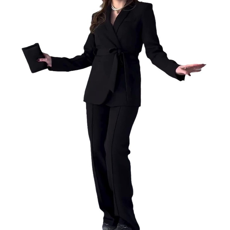 Lapel tie waist suit pants temperament two-piece suit 42