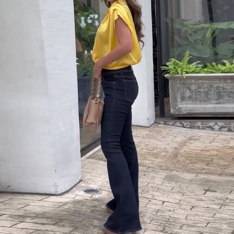 Women's simple short sleeveless commuter shirt top 52 02