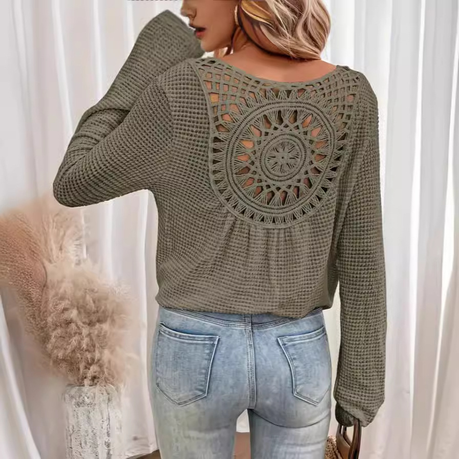 Fashion hollow V-neck sexy backless knitted women's top 56