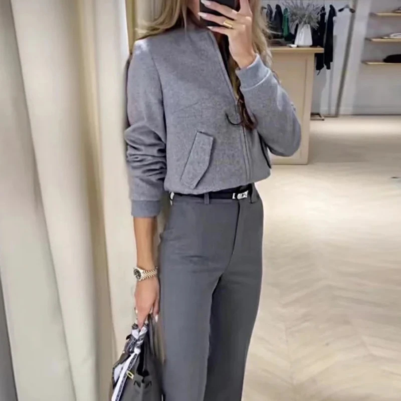 Designer top and versatile straight-leg suit pants set 11 02