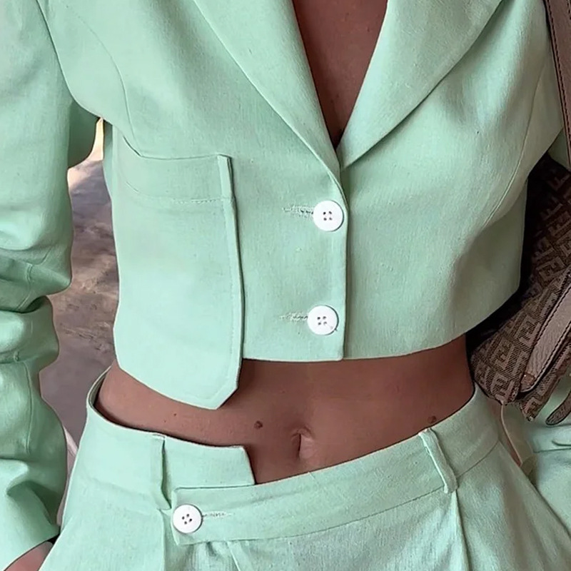 New French lapel button asymmetric high-end suit pants 2