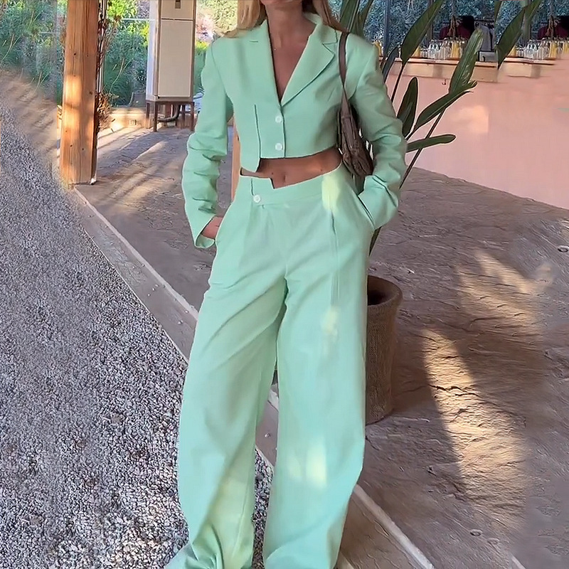 New French lapel button asymmetric high-end suit pants 2 02